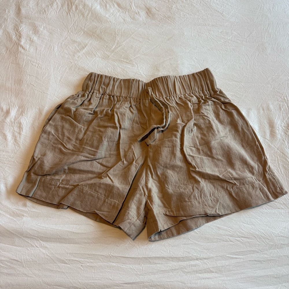 Casual Tan Linen Shorts